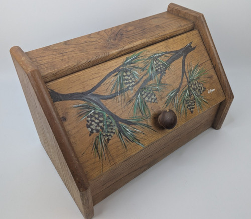 Vintage wood bread box lift - vintage,