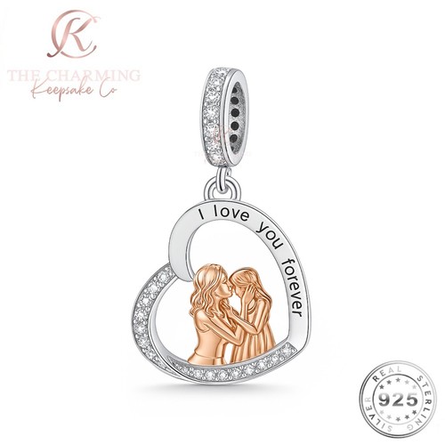 Mum daughter charm silver - mum,
