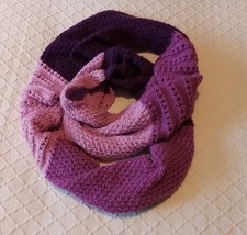 Hand Knitted Woman's Textured Snood, Rose/ Purple / Orchid,  170 X 30 CM,  New