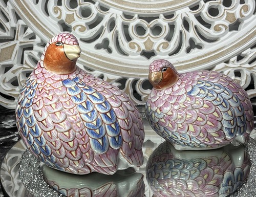 Vintage pair ceramic quail - pair,