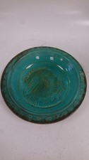 Vintage Casa Pupo Turquoise Ceramic Plate with Bird Design 10 inch Collectable