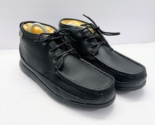 RJ'S Fuzzies Black Leather Boots Shoes Mens Size 12 Sheep Skin Lining