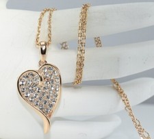 18K Rose Gold Filled Lady 18mm made with Swarovski Crystal Necklace Gift S/7788g