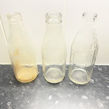 3 Old Milk Bottles Vintage
