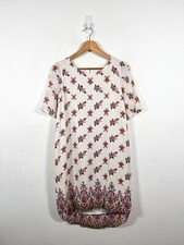 Somerset Alice Temperley Dress Size 10 White Silk Floral Tunic Casual Short