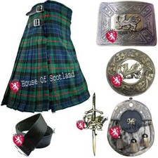 Kilts Outfit Set Various Tartans Men's Scottish Kilt 8 Yards Pin Brooch, Buckle