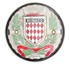 Vintage 1950's - 1960's Enamel Monaco Monte Carlo Car Badge Emblem Insignia