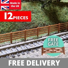 OO Gauge Wood Fencing Model Railway Fences Wooden 12 pack (1.5 metres) 1/76  00