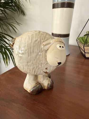 Whimsical ceramic sheep - ceramic,