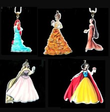 PRINCESS BALLGOWN GLAMOUR ACRYLIC CHARM PENDANT NECKLACE RAPUNZEL CINDERELLA