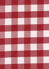 Red & White 1 inch Gingham check polycotton fabric material - 1 full metre