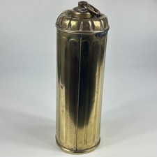 Antique French Traditional Ridged Brass Bottle Bed Heater or Foot Warmer