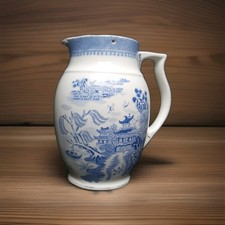 Henry Alcock & Co Ltd Pitcher Milk Jug 1800's Semi China, Ching / Willow Pattern