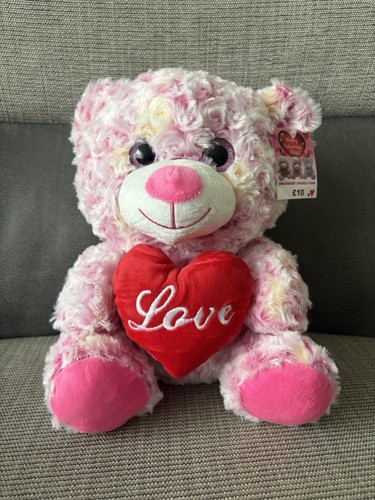 Plush bear with love heart - bear,
