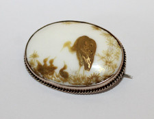 Very Rare Victorian South American Carved Rhea Shell Rose Gold Brooch Cameo 19th