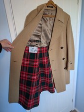 Mens Vtg Cashmere Wool House Of Fraser Camel Pea Coat 42" R Made In England VGC