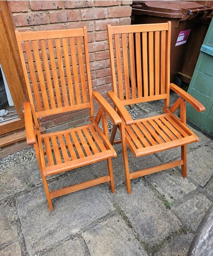 Wooden garden chairs set - wooden, 2