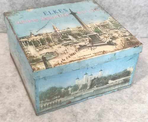 Vintage elkes biscuits tin - vintage,