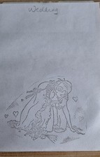 Lili of the Valley Unmounted Stamp. Vintage-looking Wedding. Bride & Groom