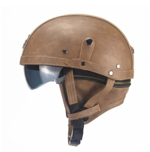 Leather open face motocycle - open,