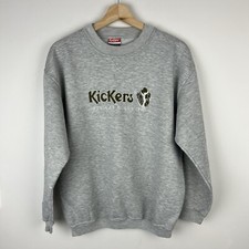 Vintage Kickers Sweatshirt Mens Small Grey Pullover Jumper Logo Embroidered 90s