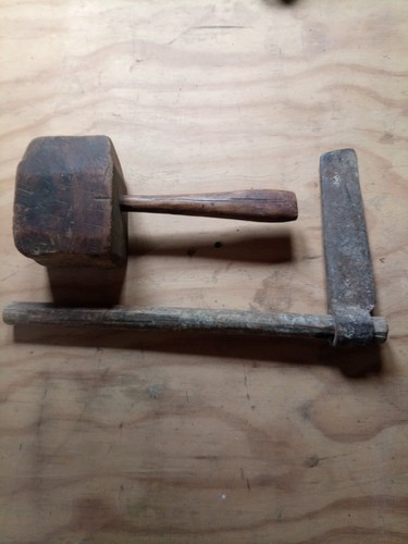 Antique hand forged froe - hand,