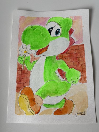 Yoshi super mario fan - mario, art
