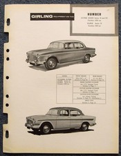 HUMBER Super Snipe Hawk GIRLING Brakes Data Guide 1959