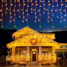 EcoNour 10M 360 LED Icicle Christmas Lights Outdoor Warm White Waterproof Decor