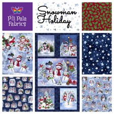 Snowman Holiday Panel, Snowmen, Stars & Holly Christmas Quilting Fabric