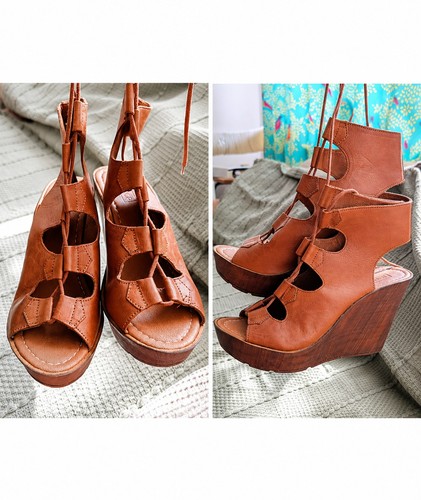 Topshop tan strappy wedges - strappy,