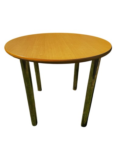 Wooden round table - table, silver