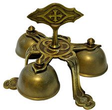 BEAUTIFUL SOUNDING BRASS CHURCH BELLS SANCTUARY BELLS CEREMONIAL MASS RARE L@@K