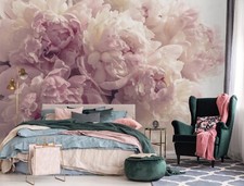 3.68x2.54m Wall mural wallpaper pink floral bedroom decoration Peonies flowers