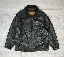 Timberland Vintage Brown Leather Heavy Coat Jacket Mens XL Size