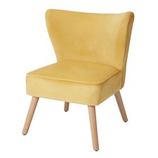 Occasional Chair Yellow Velvet Effect Modern (H)830mm (W)650mm (D)71.5mm