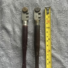 2 VINTAGE DIAMOND GLASS CUTTERS WITH WOODEN HANDLE