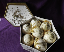 14 Christmas Vintage baubles set reindeer Decoupage Baubles Box included