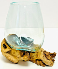 Molten Glass  Bowl On Wood