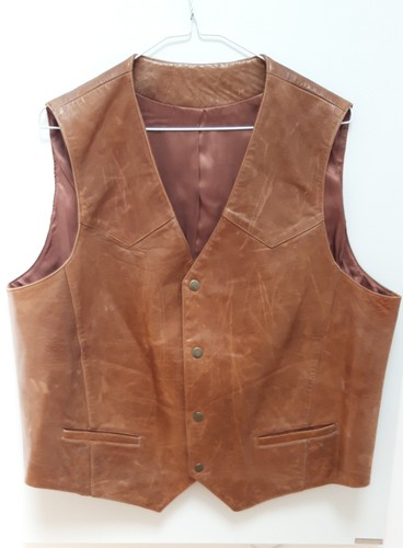 Brown leather waistcoat with - brown,
