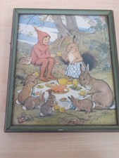 Framed Vintage Print An Elf to Tea Margaret W Tarrant  Framed and Glazed 