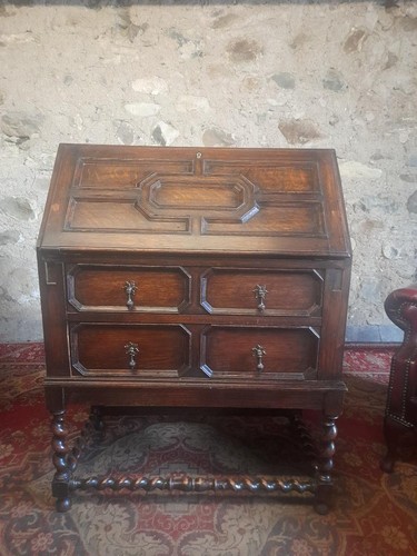 Vintage solid oak bureau - vintage,