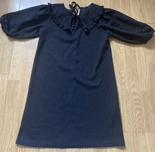 Zara Women’s Black Mini Dress with Peter Pan Collar UK Size Small