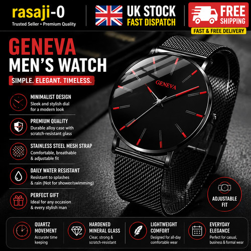 Mens watches black red - mens,