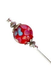 5" Long Red Ceramic Bead Hat