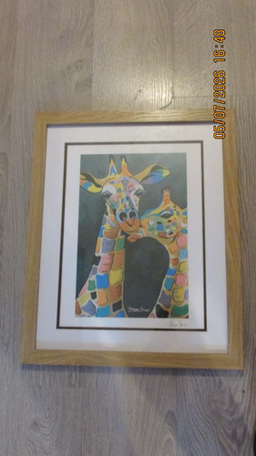 Framed colourful giraffe - colourful, art