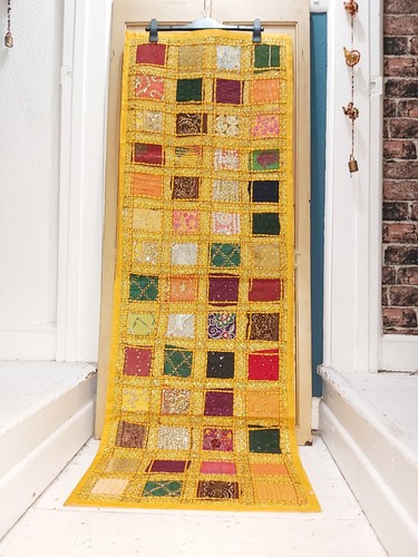 Handmade patchwork sari wall - sari,