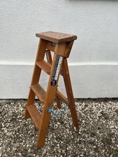 Vintage Bratts Wood Step Ladders Industrial Steps Strong Quality Folding