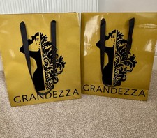 Two Gold Embossed Grandezza Designer Carrier Bags