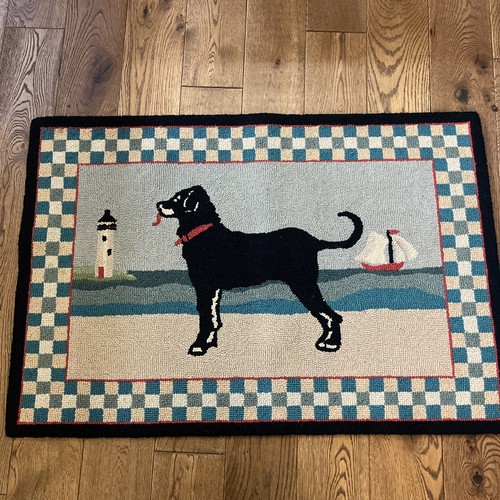 Black dog wool rug - x,